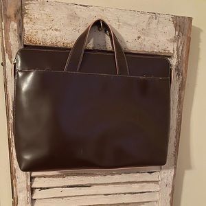 Lodis brown with pink accent leather briefcase/bag